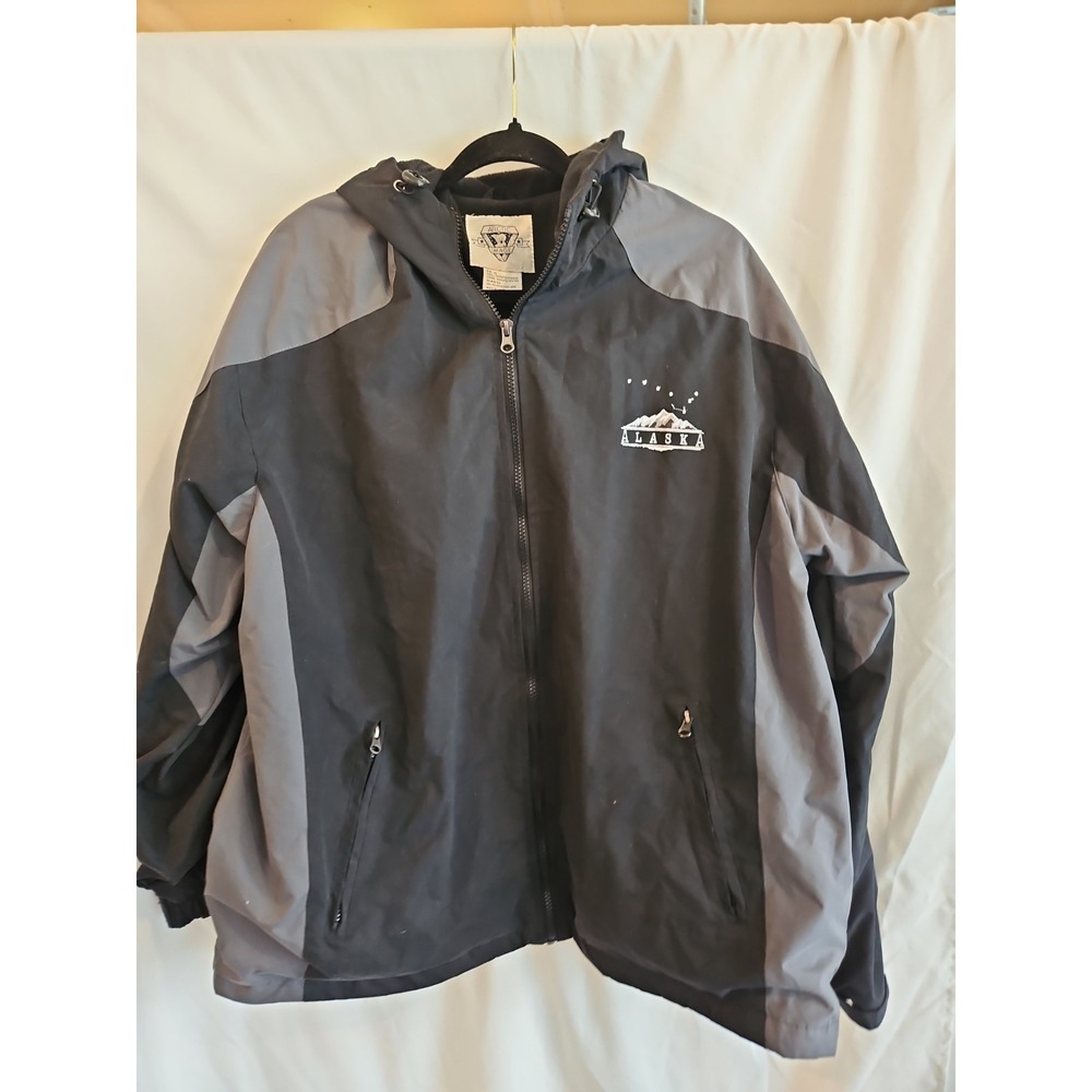 Vintage Arctic Image Alaska Jacket Men's XL Black Gray Fleece Lined Hooded